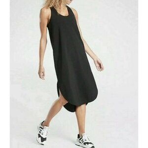 Athleta Illuminate Racerback Midi Dress Size M Black  Work Travel Lifestyle New
